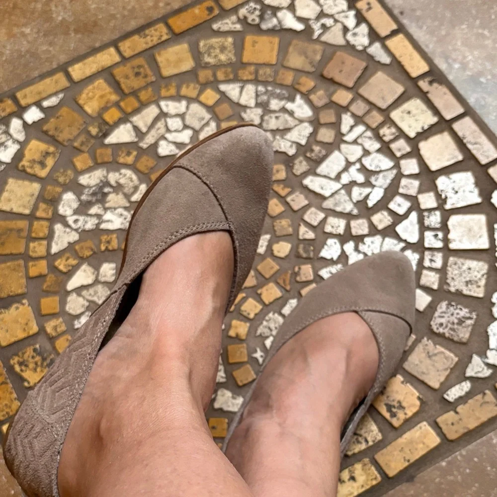 TOMS Women's Taupe Suede Loafers - Picture 2 of 8